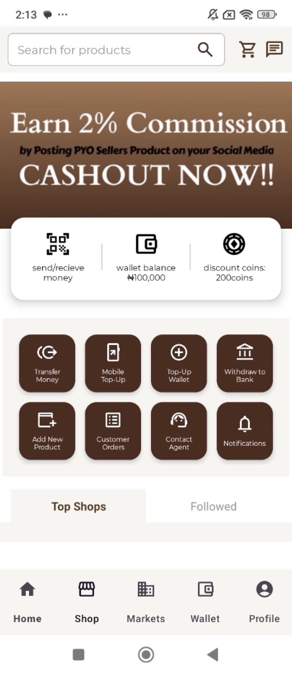 PYO MVP prototype screen 1